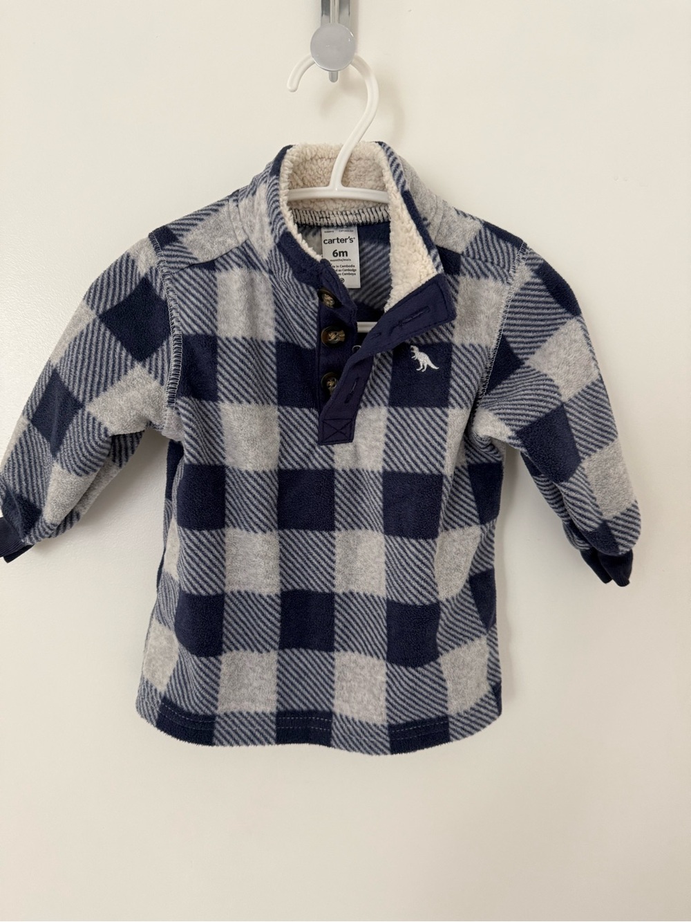 Carter's Baby Navy & Gray Buffalo Plaid Sherpa-Lined Pullover